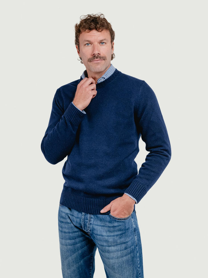 GIROCOLLO IN LANA BLU