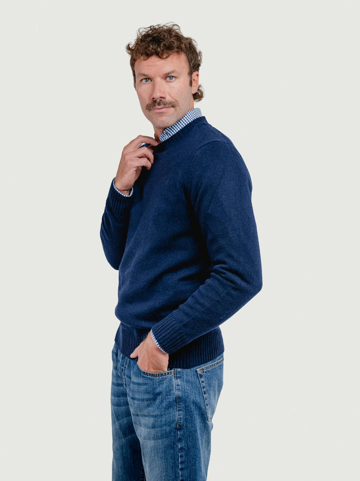 GIROCOLLO IN LANA BLU