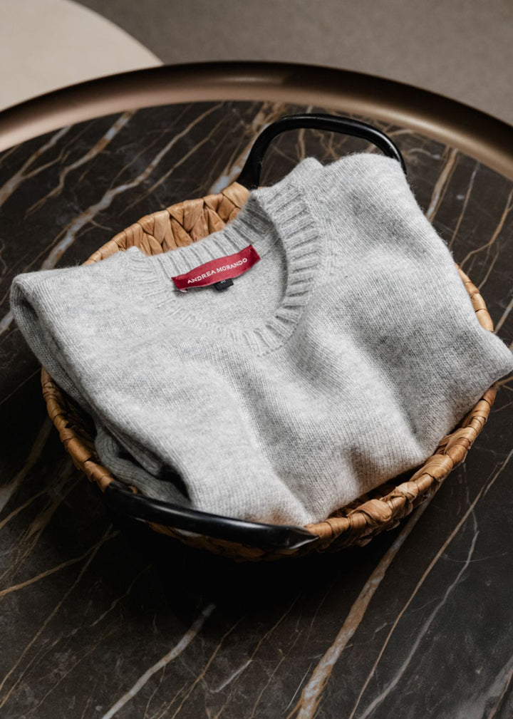 GIROCOLLO IN LANA GRIGIO PERLA