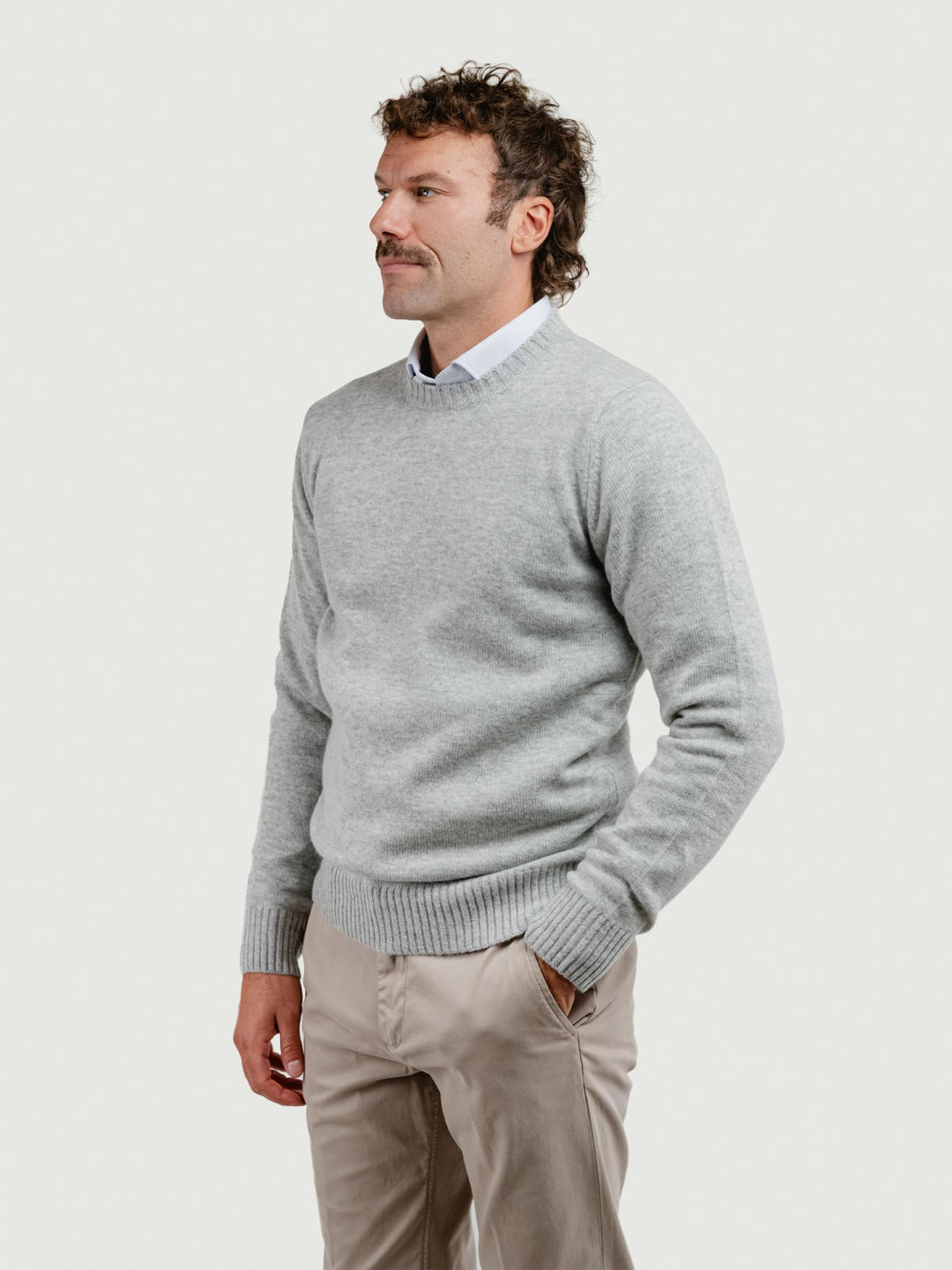 GIROCOLLO IN LANA GRIGIO PERLA