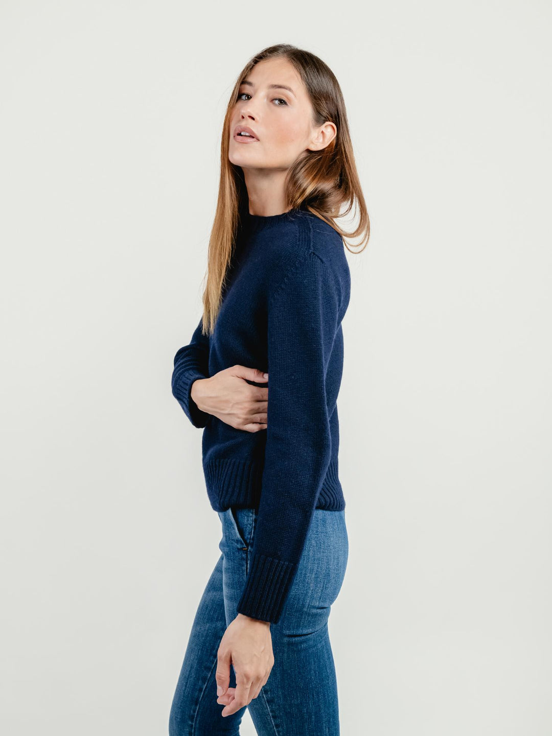 GIROCOLLO IN LANA MERINO BLU