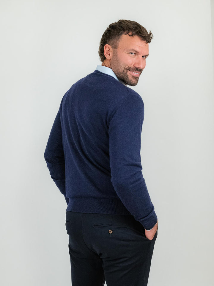 GIROCOLLO LANA E CASHMERE BLU