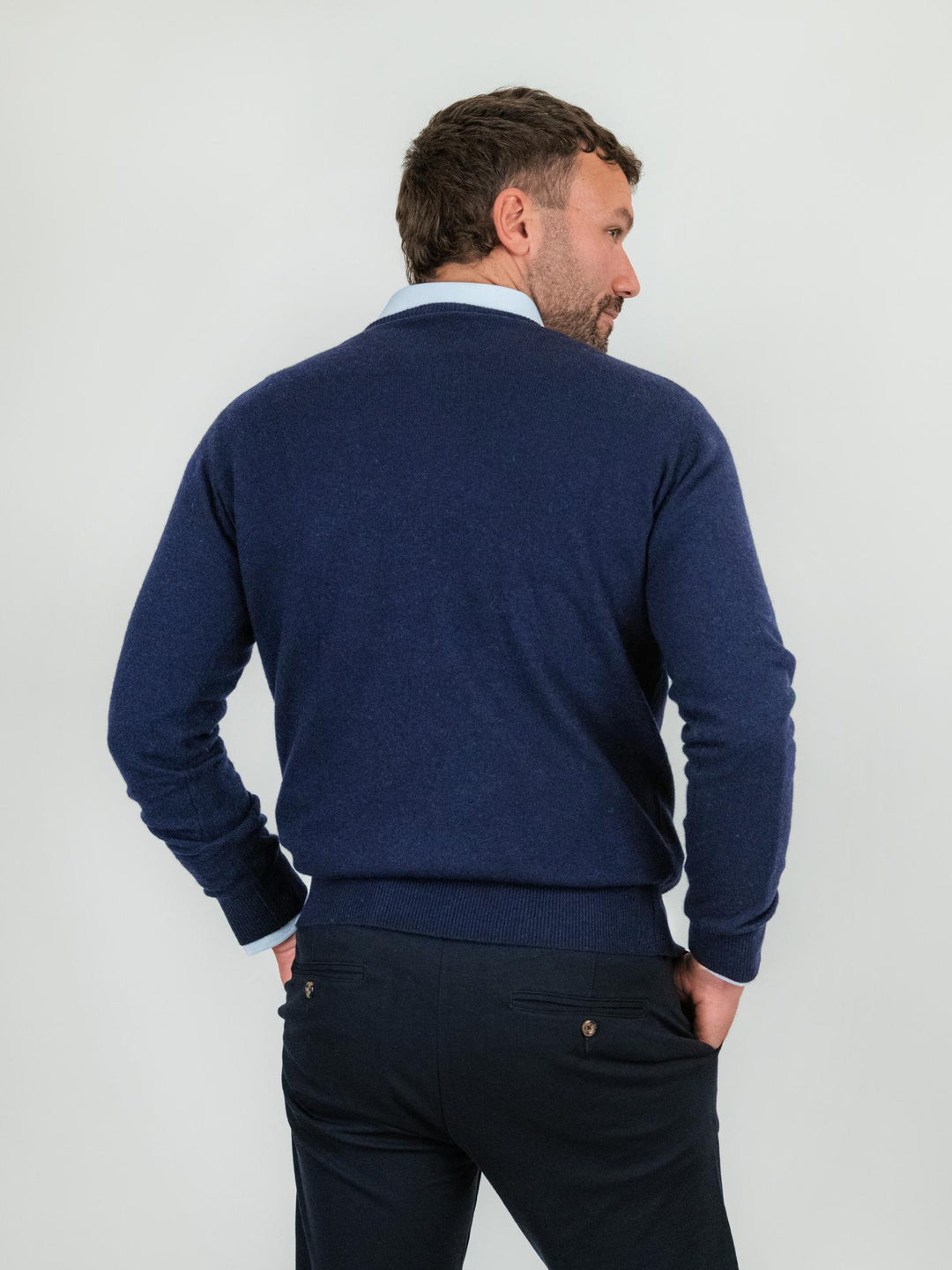 GIROCOLLO LANA E CASHMERE BLU