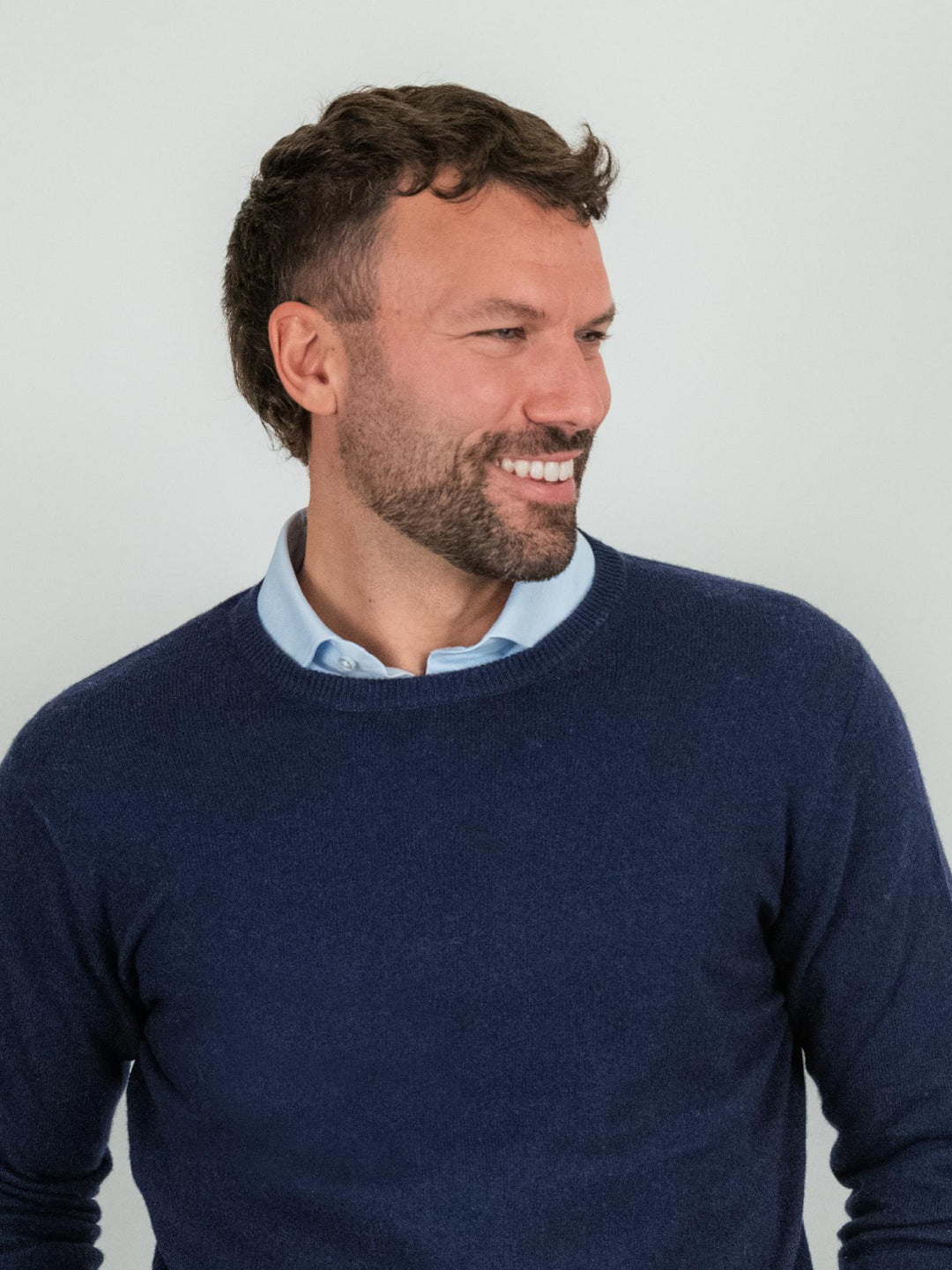 GIROCOLLO LANA E CASHMERE BLU