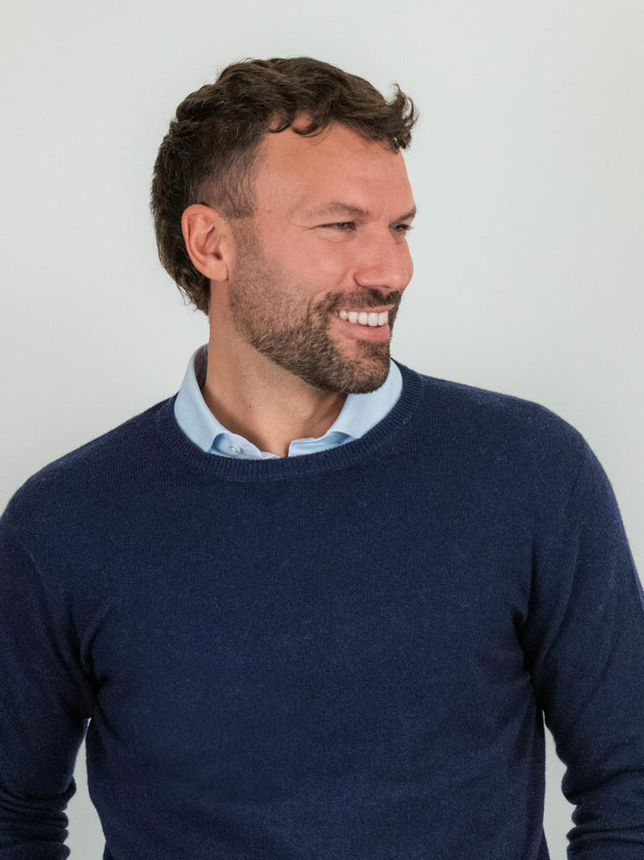 GIROCOLLO LANA E CASHMERE BLU