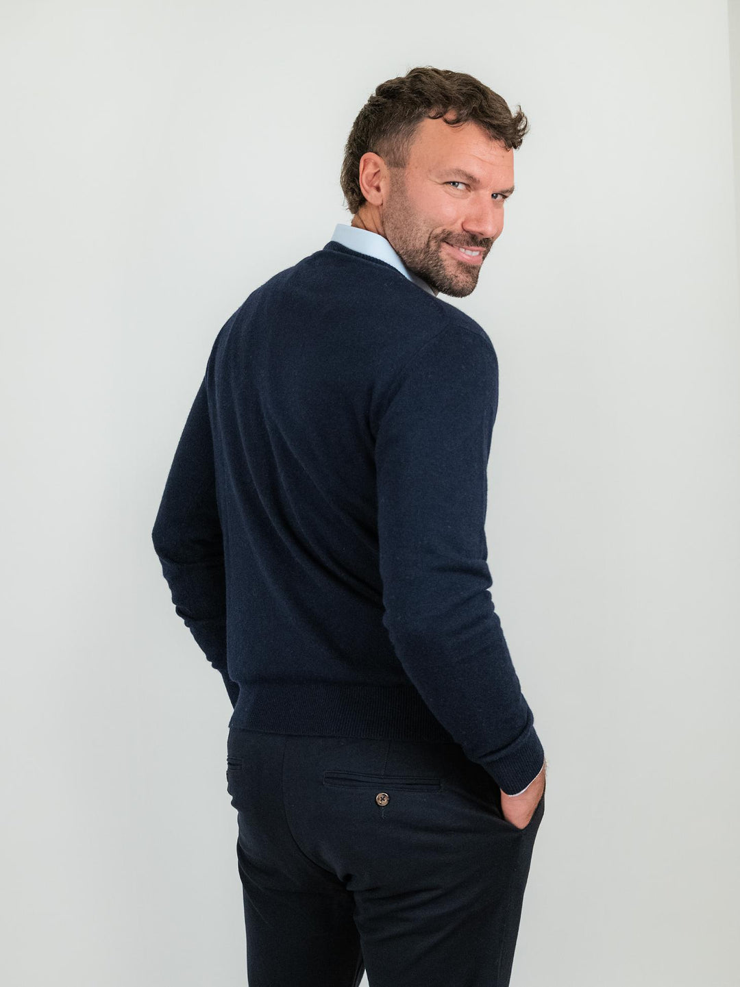 GIROCOLLO LANA E CASHMERE NAVY