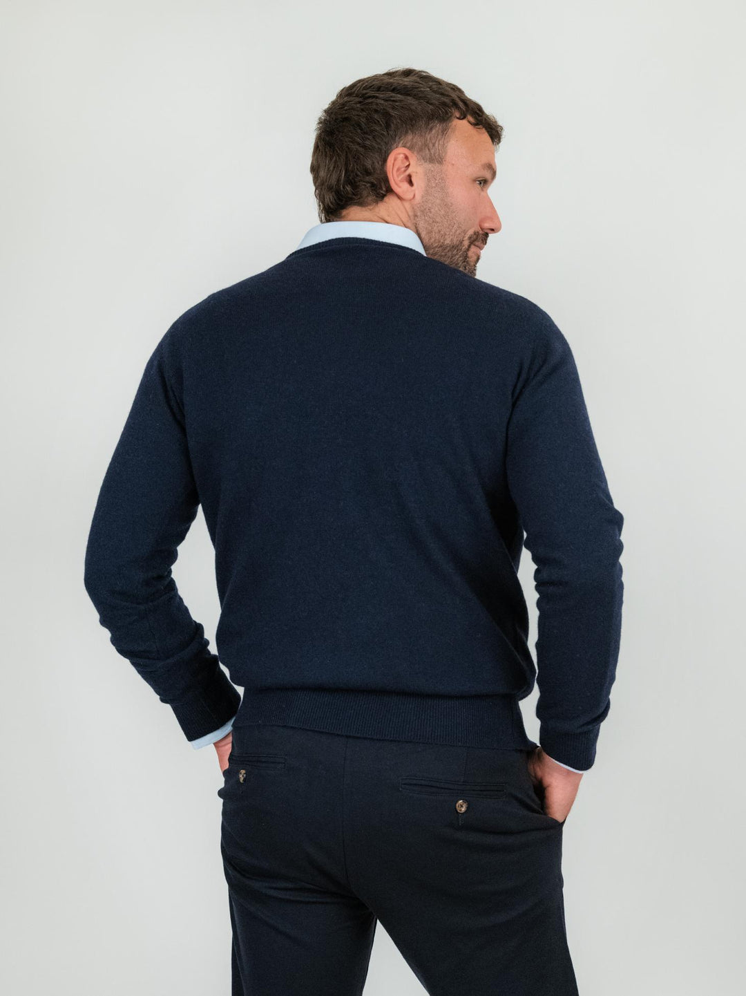 GIROCOLLO LANA E CASHMERE NAVY