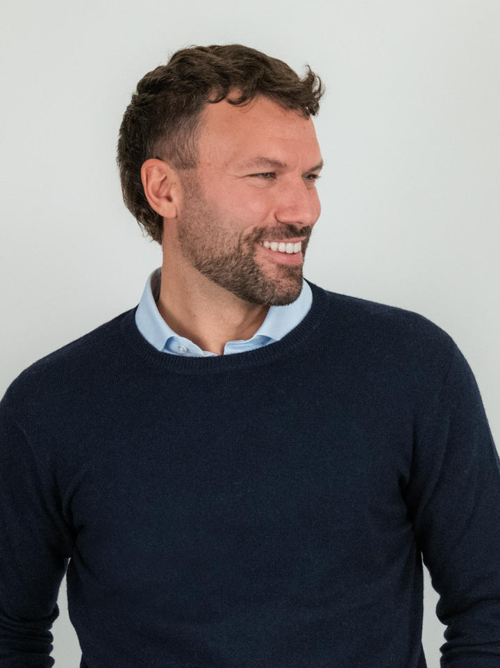 GIROCOLLO LANA E CASHMERE NAVY