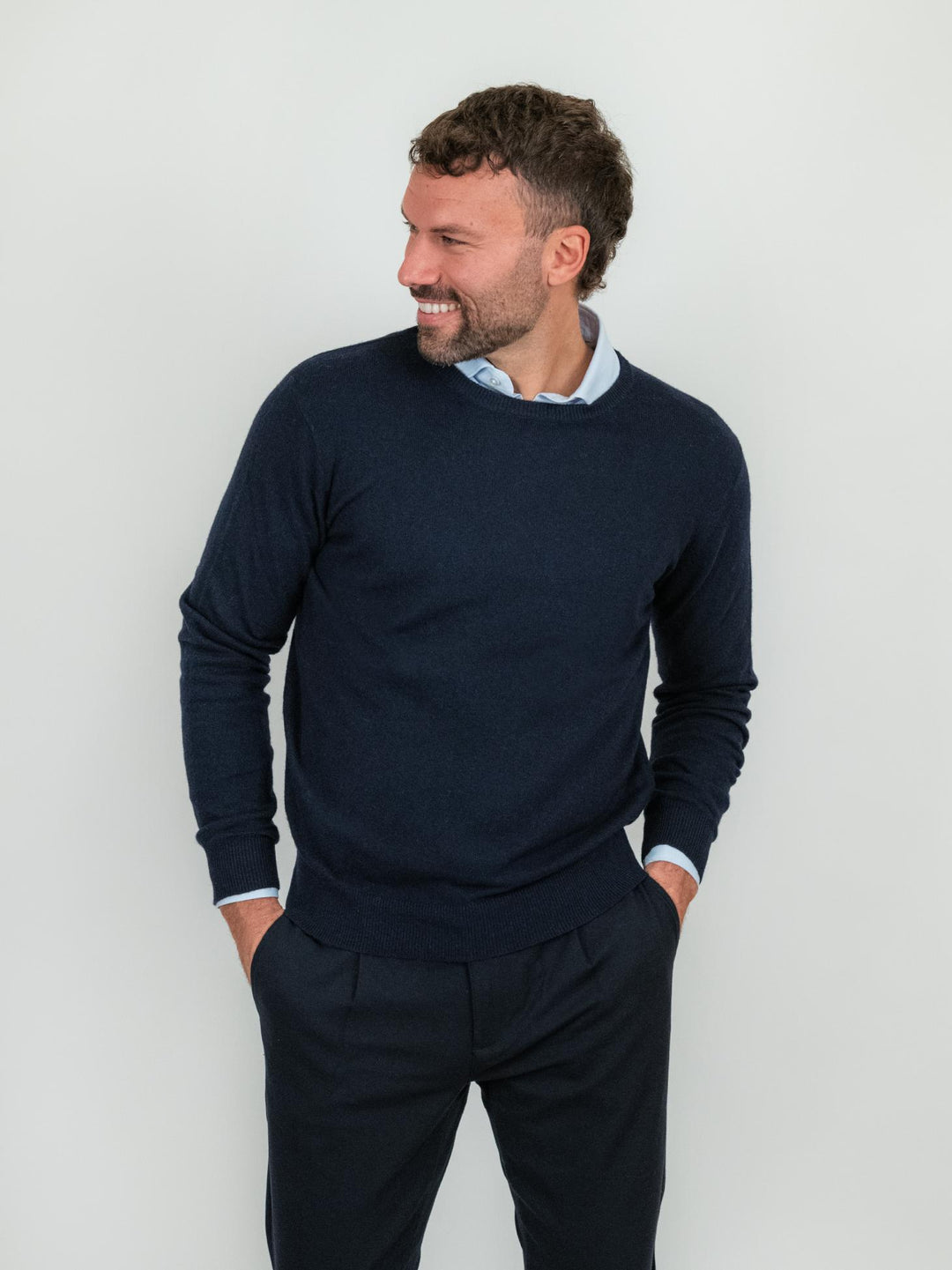 GIROCOLLO LANA E CASHMERE NAVY