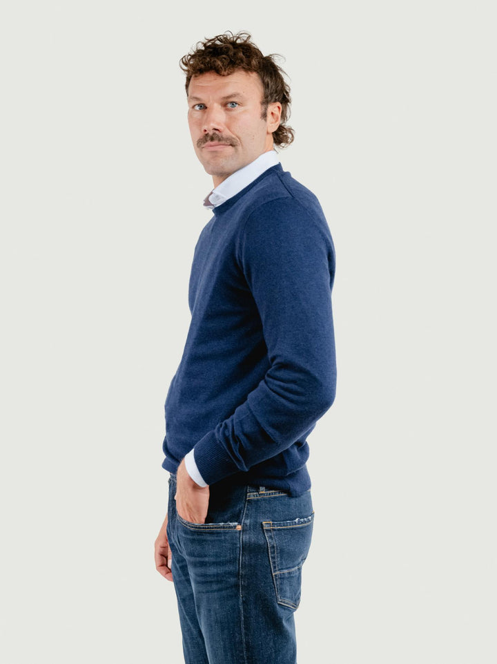 GIROCOLLO MISTO CASHMERE BLU