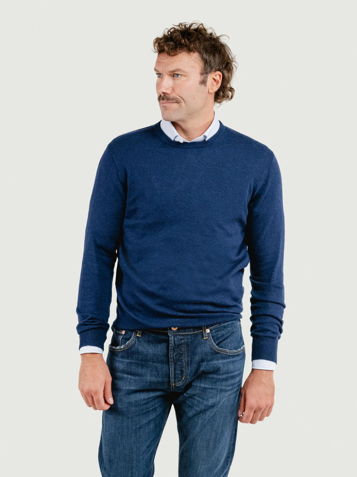 GIROCOLLO MISTO CASHMERE BLU