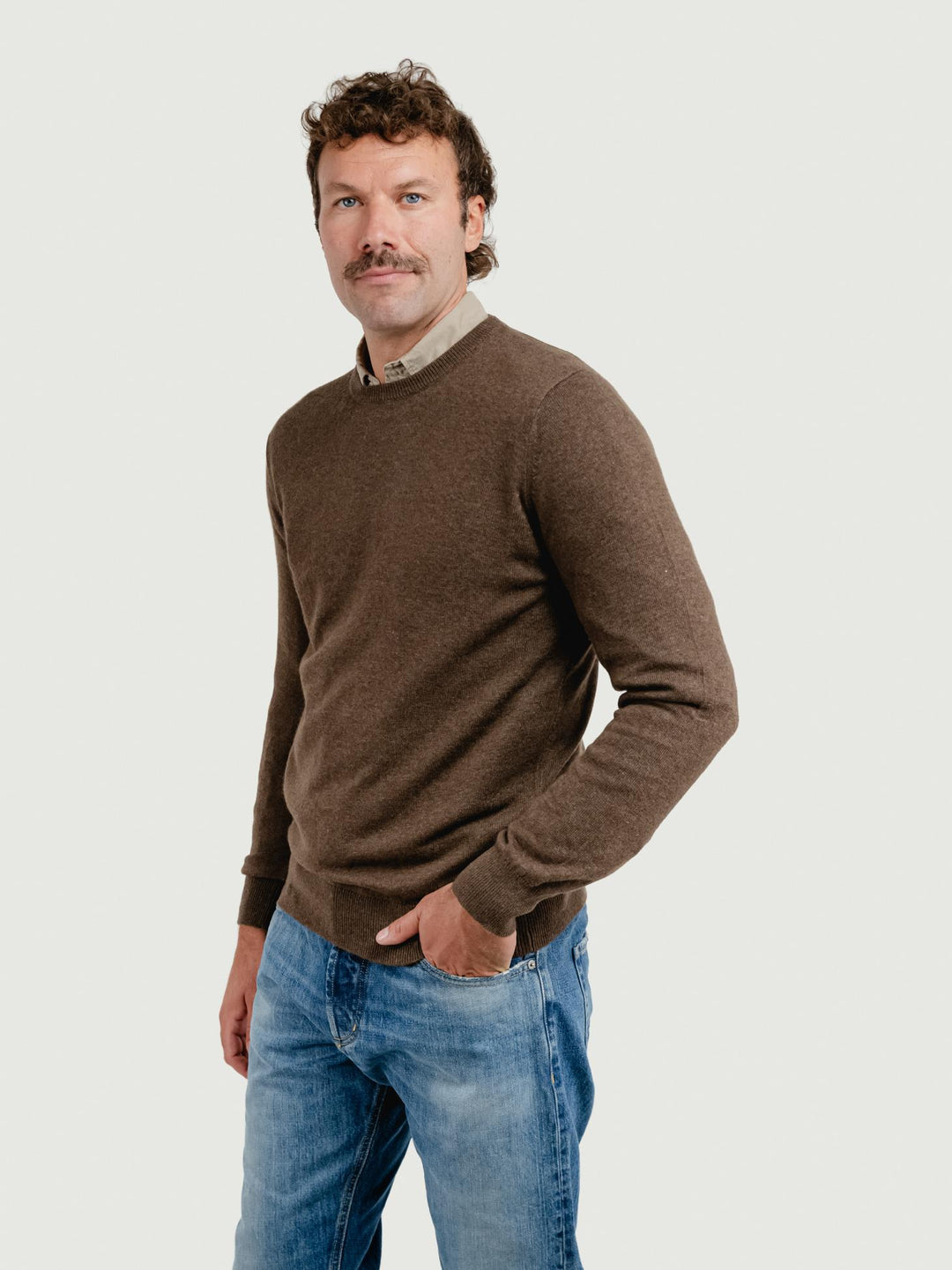 GIROCOLLO MISTO CASHMERE TESTA MORO