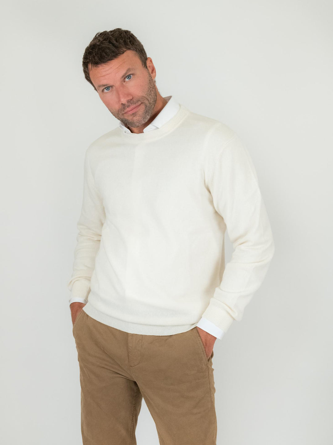GIROCOLLO TRADER IN CASHMERE PANNA