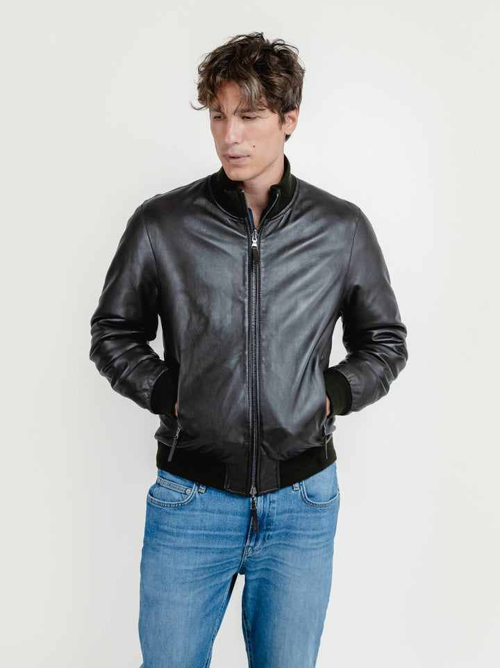 GIUBBOTTO DEREK SEAMLESS IN PELLE REVERSIBILE IN NYLON