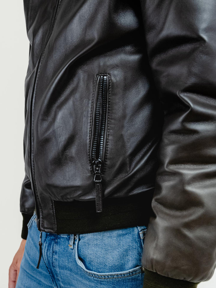 GIUBBOTTO DEREK SEAMLESS IN PELLE REVERSIBILE IN NYLON