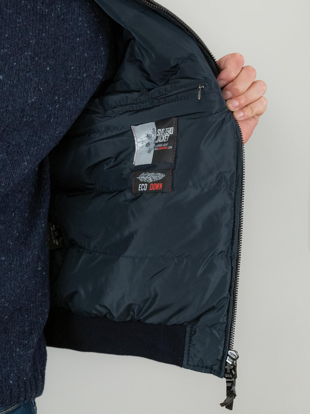 GIUBBOTTO IMBOTTITO IN PELLE MARRONE DEREK SEAMLESS