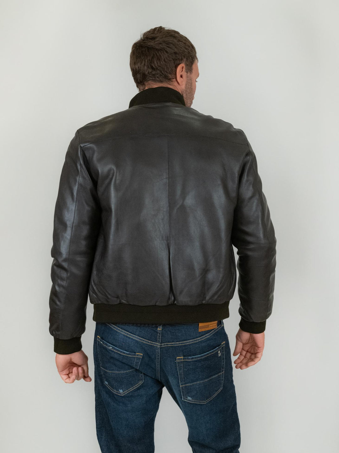 GIUBBOTTO IMBOTTITO IN PELLE MARRONE DEREK SEAMLESS