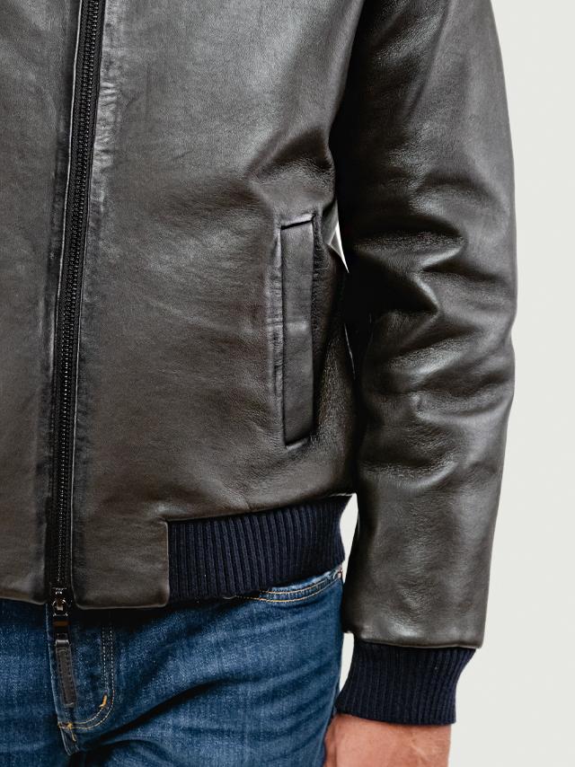 GIUBBOTTO IMBOTTITO JONAH CON CAPPUCCIO IN PELLE MARRONE
