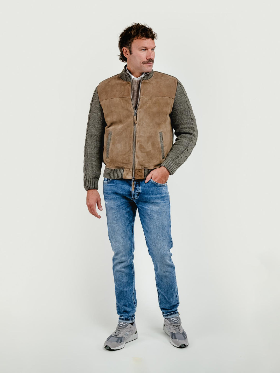 GIUBBOTTO THAMES KNIT IN CAMOSCIO E MAGLIA