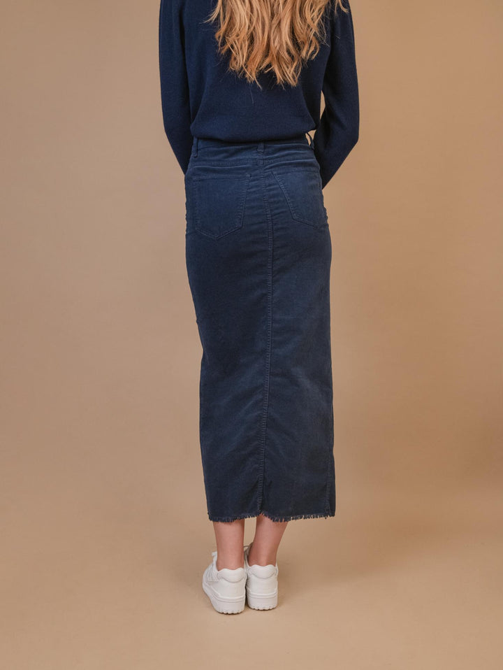 GONNA LUNGA CON MAXI SPACCO FRONTALE IN VELLUTO BLU
