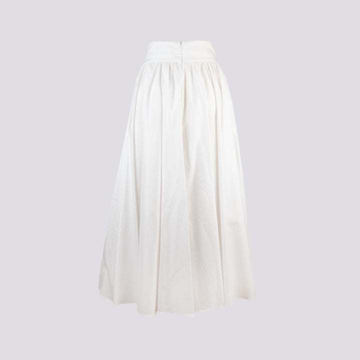 GONNA LUNGA IN COTONE A BALZE BIANCO OTTICO