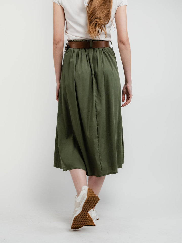 GONNA MIDI IN COTONE VERDE