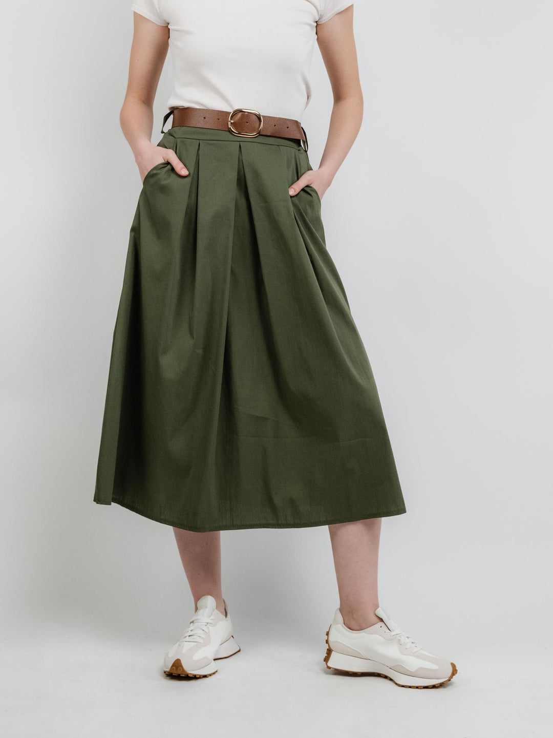 GONNA MIDI IN COTONE VERDE