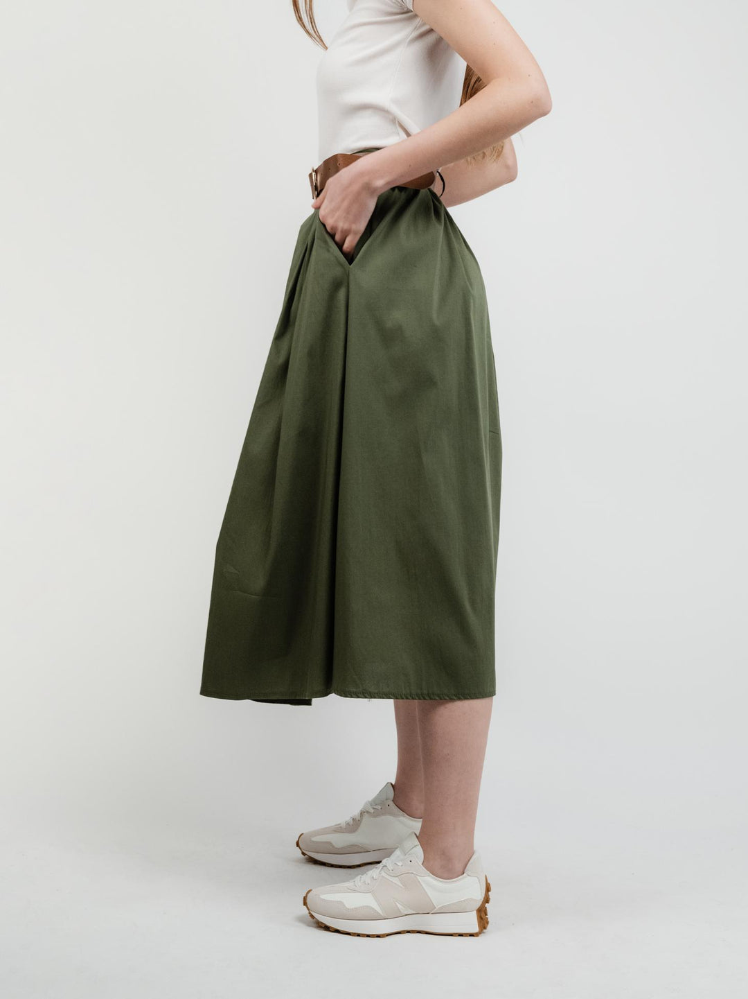 GONNA MIDI IN COTONE VERDE