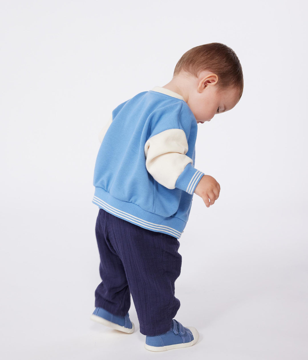 Giacca stile teddy in cotone color block bebè