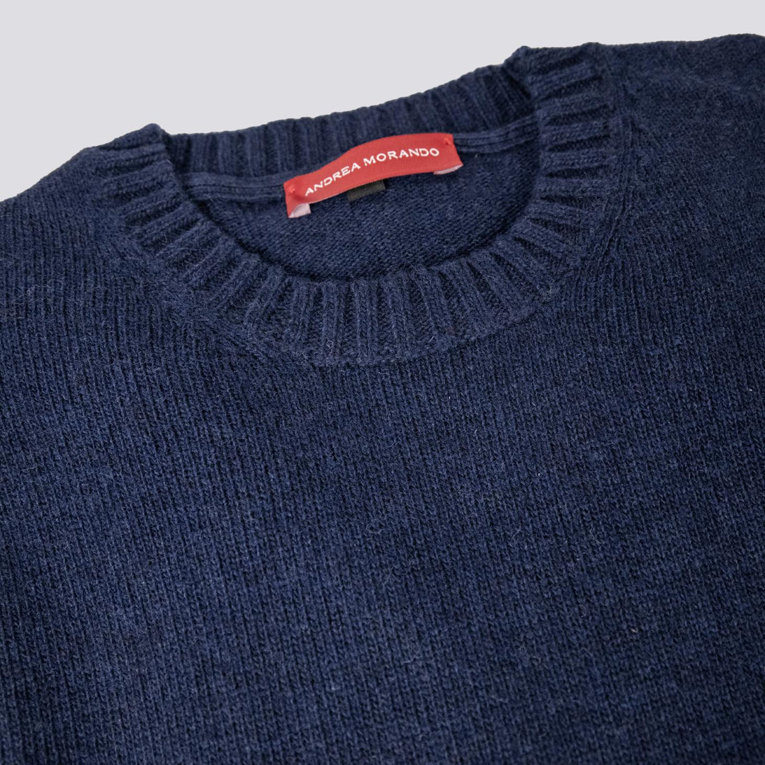 Girocollo in misto lana blu