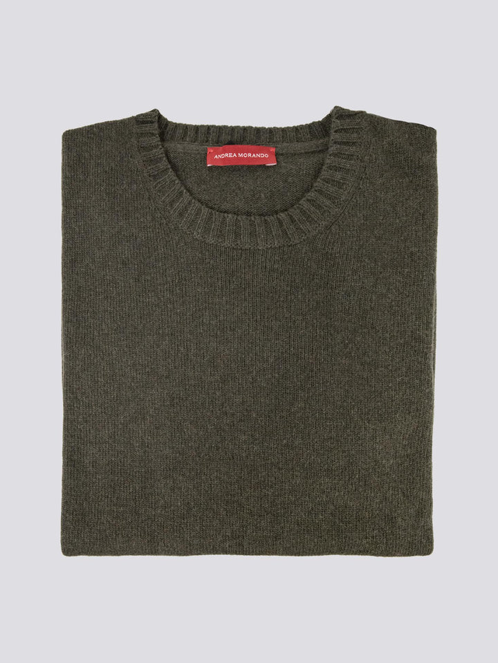 Girocollo in misto lana verde militare