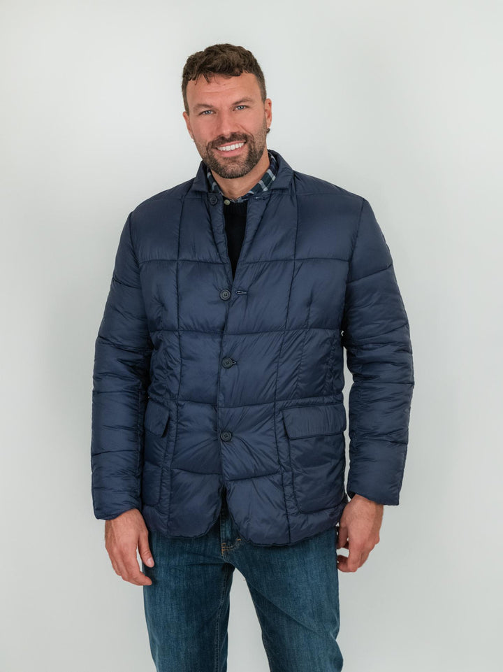 Giubbotto antivento trapuntato blu in nylon
