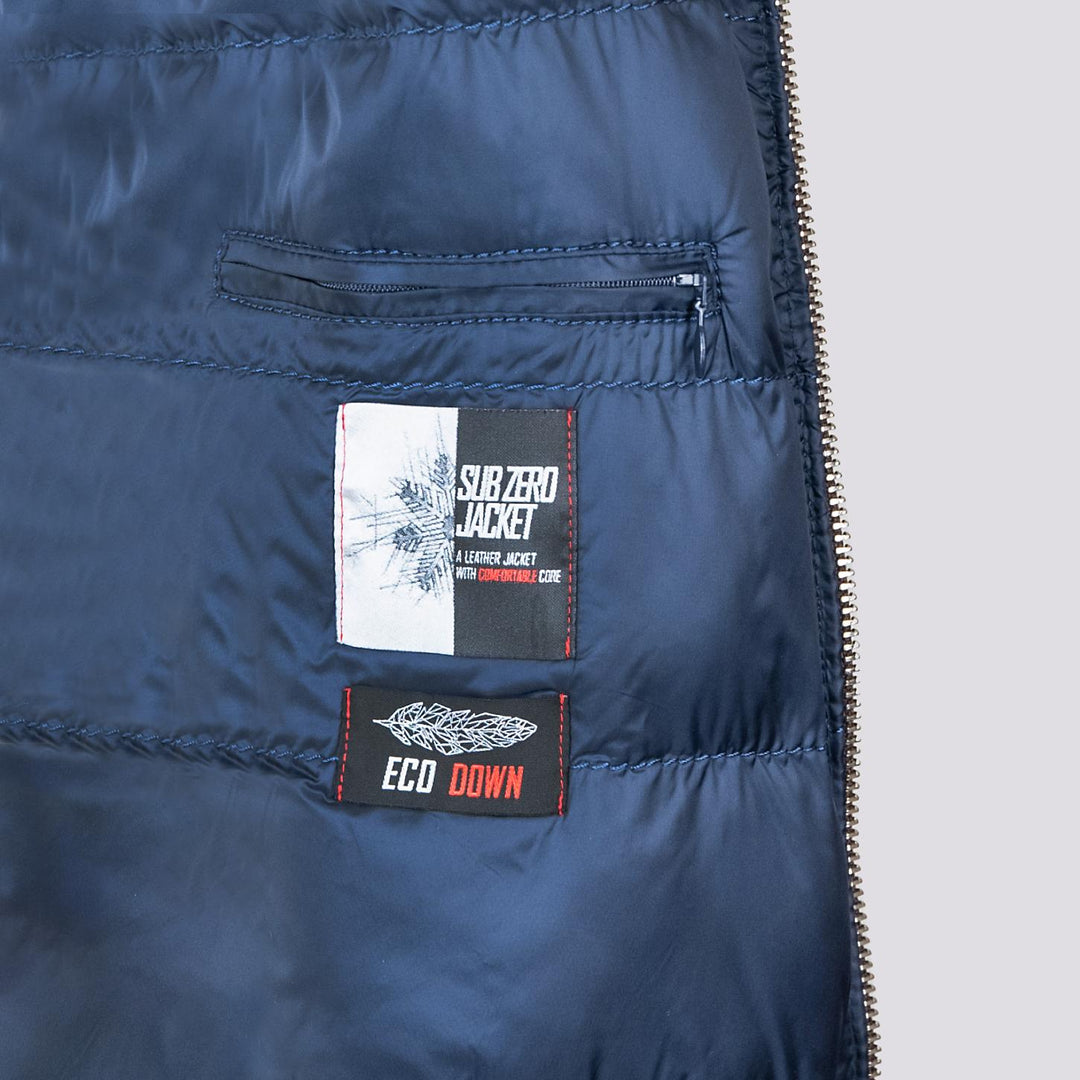 Giubbotto in pelle marrone con imbottitura RU44