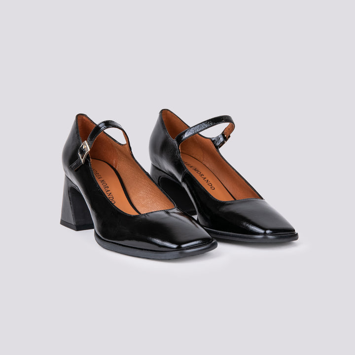 DECOLLETE CON PUNTA SQUADRATA IN VERNICE NERO 23531 VENICE NEGRO ANDREA MORANDO 