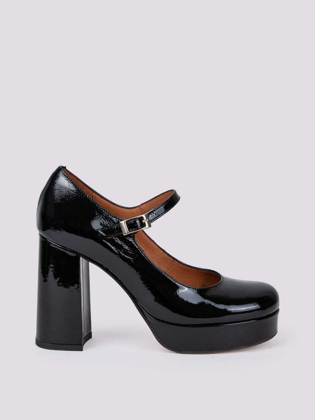 DECOLLETE CON CINTURINO E PLATEAU IN VERNICE NERA 23556 ADEMUZ NEGRO ANDREA MORANDO 