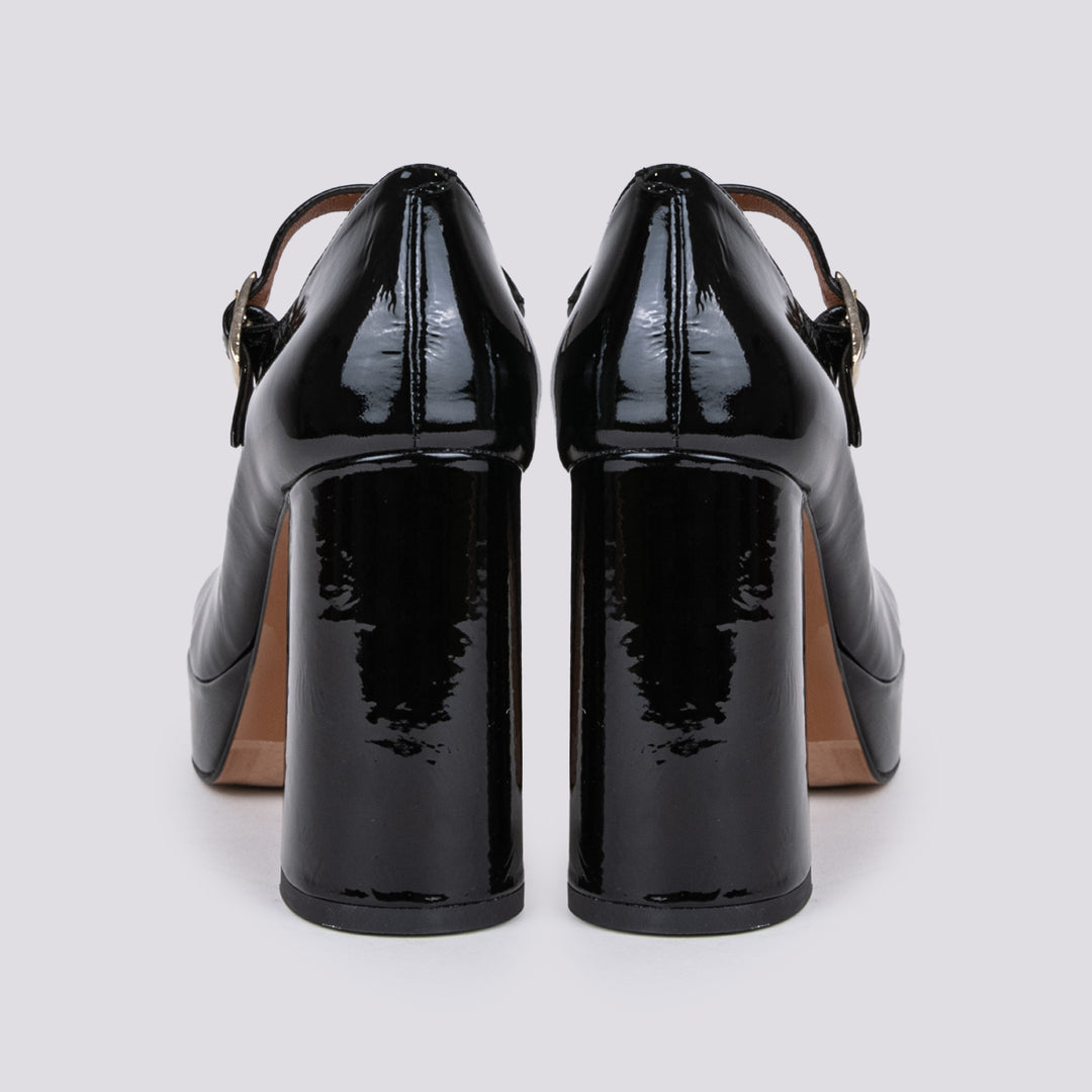 DECOLLETE CON CINTURINO E PLATEAU IN VERNICE NERA 23556 ADEMUZ NEGRO ANDREA MORANDO 