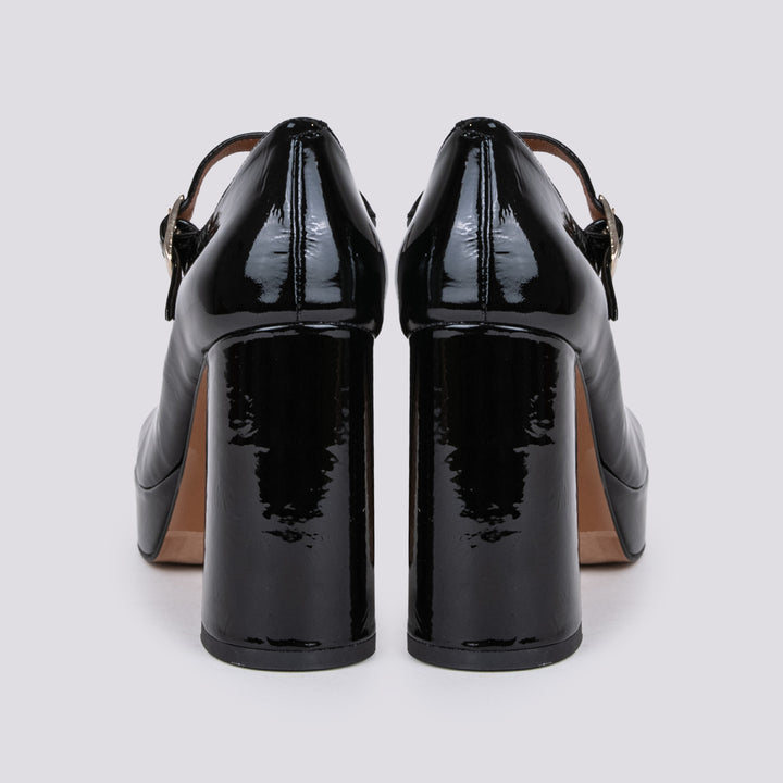 DECOLLETE CON CINTURINO E PLATEAU IN VERNICE NERA 23556 ADEMUZ NEGRO ANDREA MORANDO 