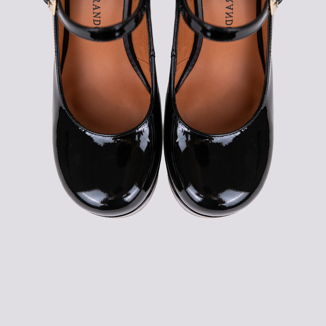 DECOLLETE CON CINTURINO E PLATEAU IN VERNICE NERA 23556 ADEMUZ NEGRO ANDREA MORANDO 