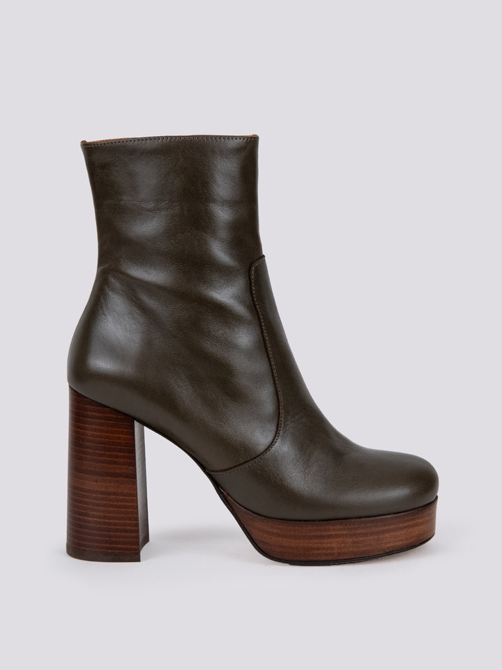 TRONCHETTO PLATEAU IN PELLE VERDE MILITARE 23609 NAPA VOLGA KAKI ANDREA MORANDO 