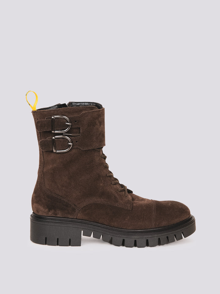 ANFIBIO BiMOR CON DOPPIA FIBBIA IN CAMOSCIO MARRONE 72/C/bimor CACAO ANDREA MORANDO 