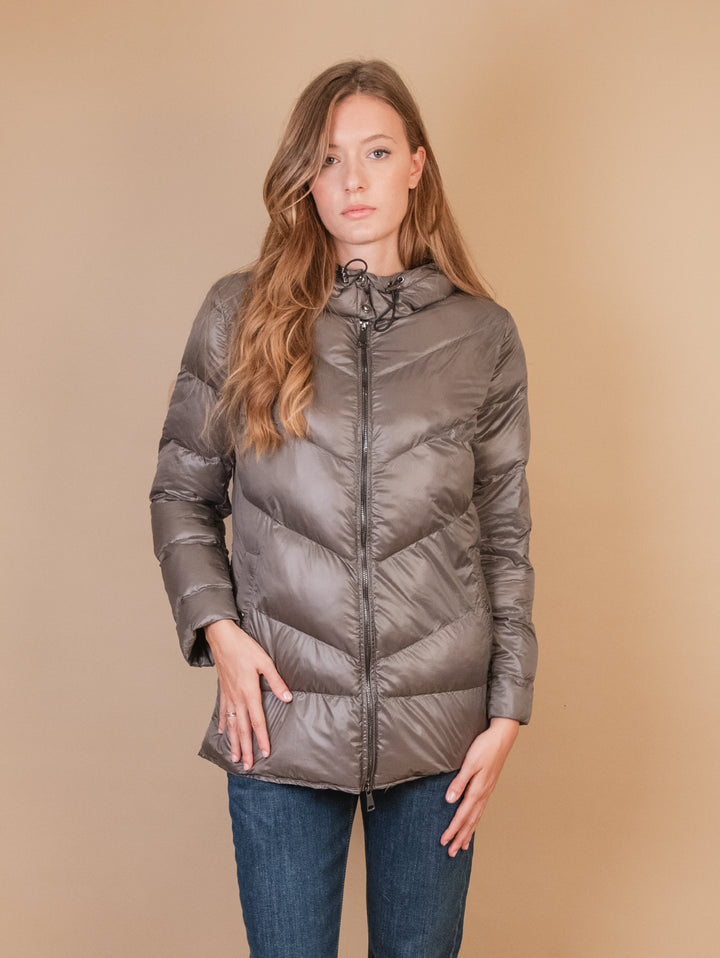 GIUBBOTTO STRUTTURATO IN CAMOSCIO  CON PIUMINO IN ECO-PIUMA FANGO LINR 18 JACK LEATHER 