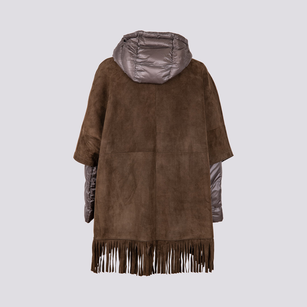 GIUBBOTTO STRUTTURATO IN CAMOSCIO  CON PIUMINO IN ECO-PIUMA FANGO LINR 18 JACK LEATHER 