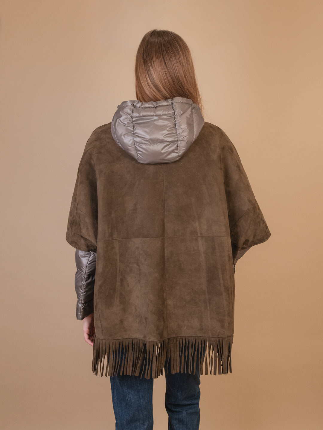 GIUBBOTTO STRUTTURATO IN CAMOSCIO  CON PIUMINO IN ECO-PIUMA FANGO LINR 18 JACK LEATHER 