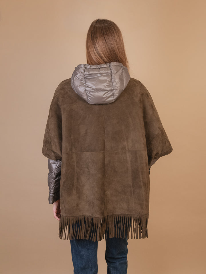 GIUBBOTTO STRUTTURATO IN CAMOSCIO  CON PIUMINO IN ECO-PIUMA FANGO LINR 18 JACK LEATHER 