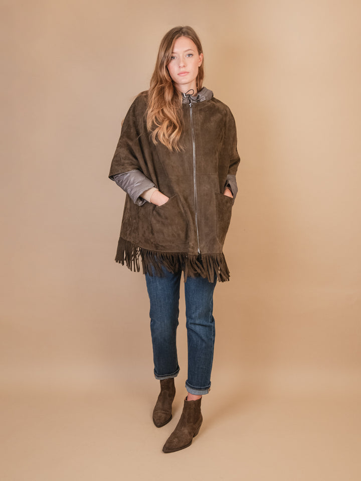 GIUBBOTTO STRUTTURATO IN CAMOSCIO  CON PIUMINO IN ECO-PIUMA FANGO LINR 18 JACK LEATHER 