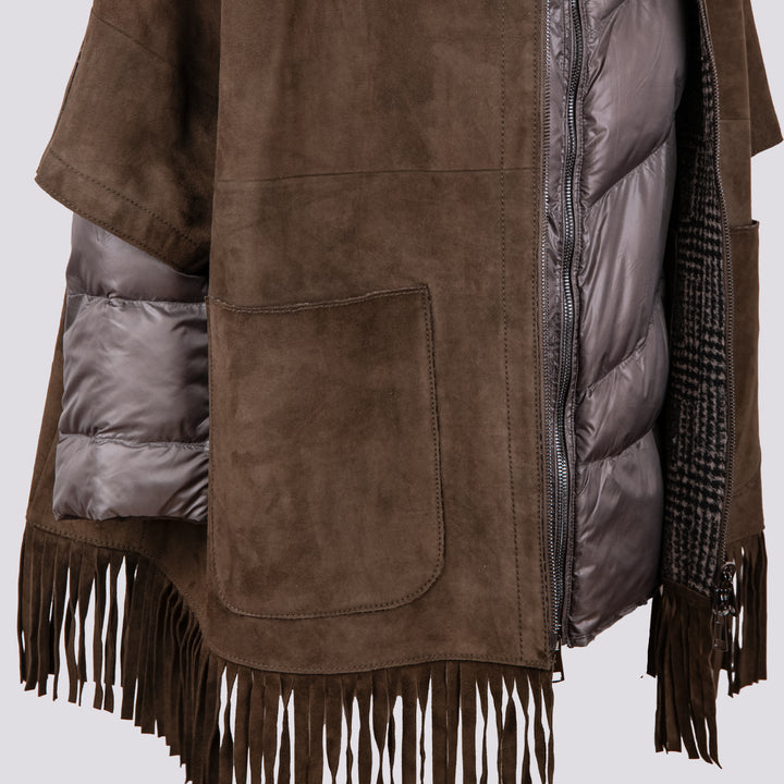 GIUBBOTTO STRUTTURATO IN CAMOSCIO  CON PIUMINO IN ECO-PIUMA FANGO LINR 18 JACK LEATHER 