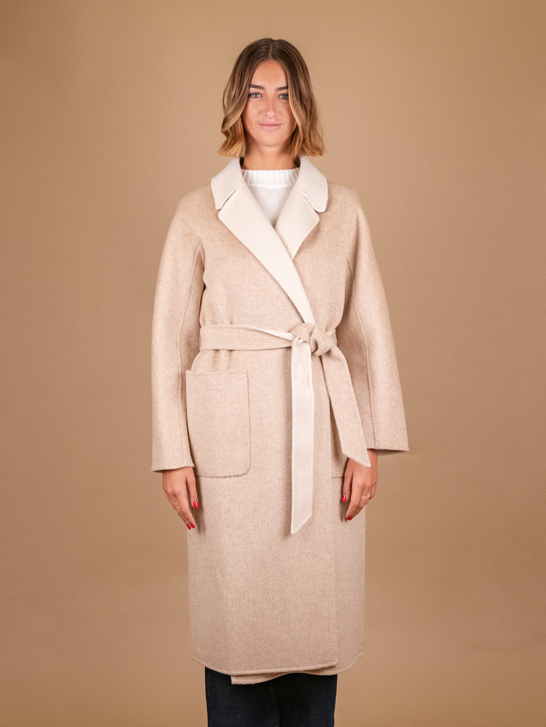 CAPPOTTO REVERSIBILE IN MISTO LANA BEIGE E PANNA 862D BEIGE/PANNA ANDREA MORANDO 
