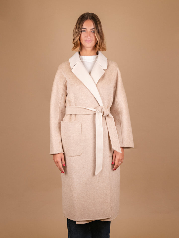 CAPPOTTO REVERSIBILE IN MISTO LANA BEIGE E PANNA 862D BEIGE/PANNA ANDREA MORANDO 