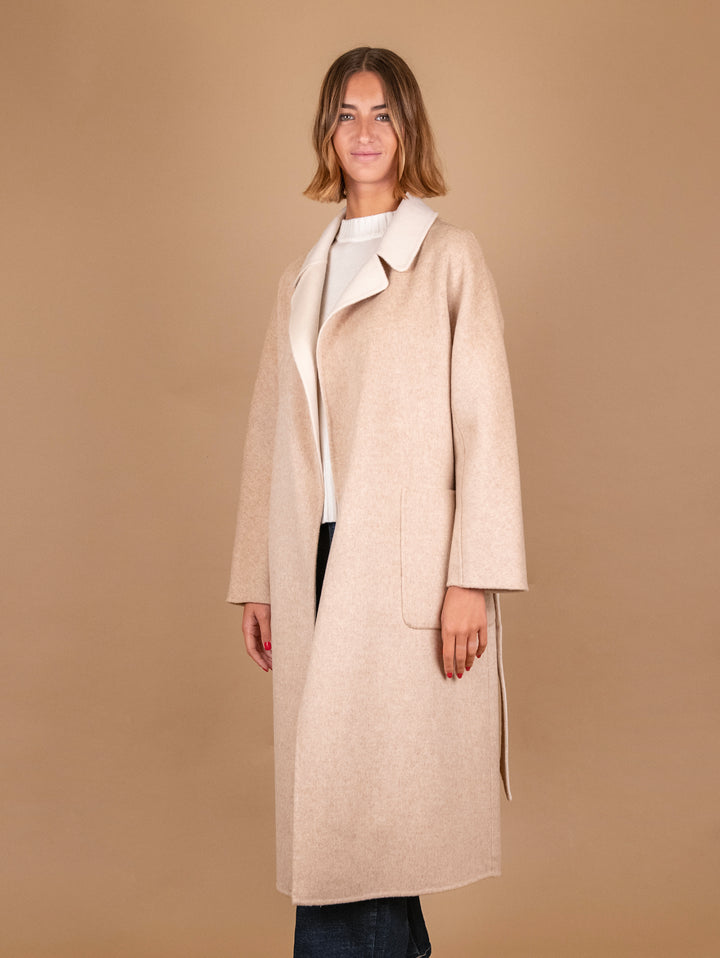 CAPPOTTO REVERSIBILE IN MISTO LANA BEIGE E PANNA 862D BEIGE/PANNA ANDREA MORANDO 