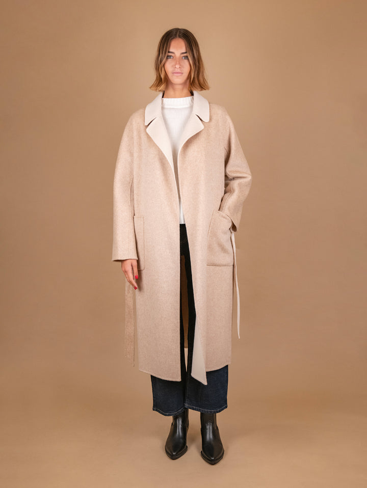 CAPPOTTO REVERSIBILE IN MISTO LANA BEIGE E PANNA 862D BEIGE/PANNA ANDREA MORANDO 
